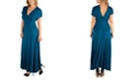 24seven Comfort Apparel Empire Waist V-Neck Plus Size Maxi Dress